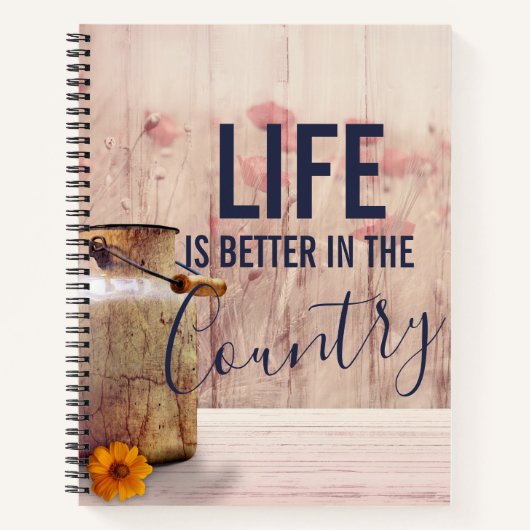 Het leven is beter in het land Citaat met Melk Kan Notitieboek (Voorkant)