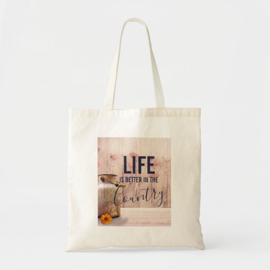 Het leven is beter in het land Citaat met Melk Kan Tote Bag (Voorkant)