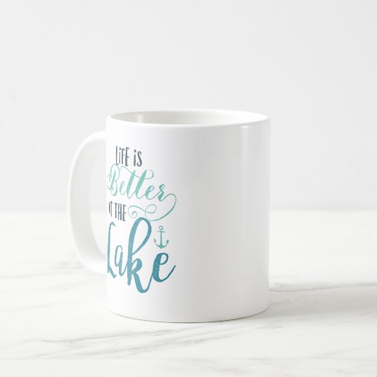 Het leven is beter in het meer koffiemok (Voorkant links)