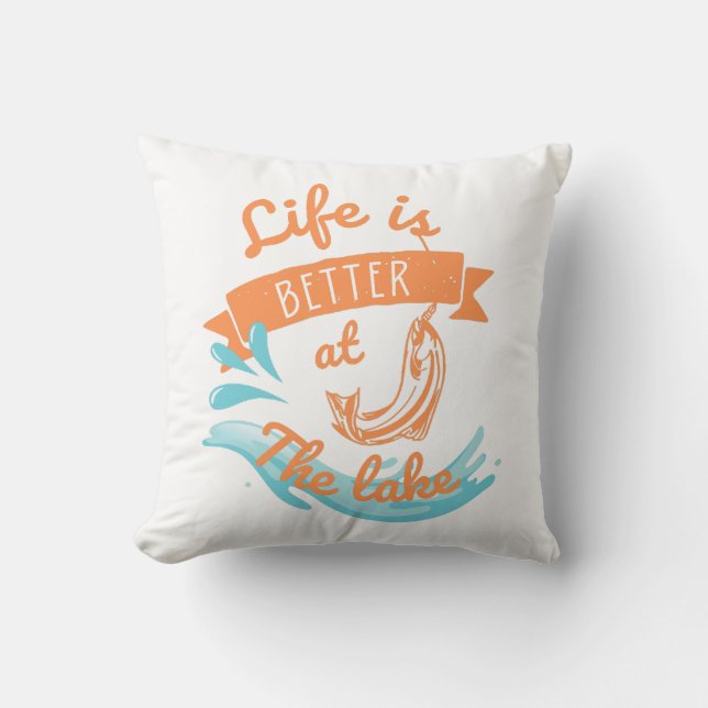 het leven is beter in het meer kussen (Voorkant)