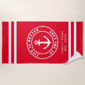 Het leven is beter in het meer nautisch rood strandlaken (Voorkant)