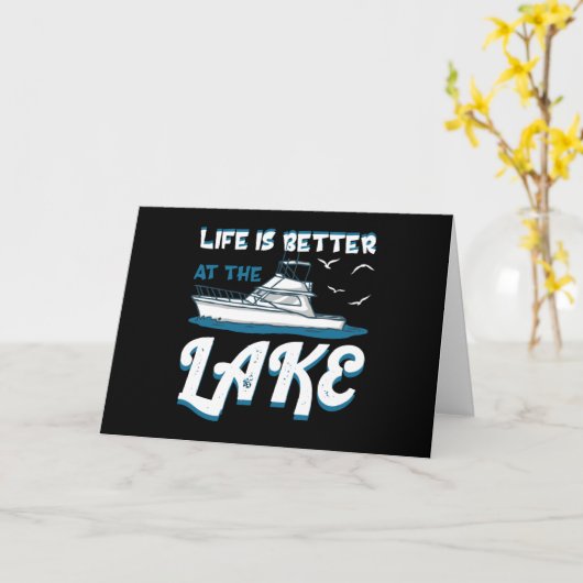 Het leven is beter in het meer - Pontoon Boat Gift Kaart (Gele Bloem)