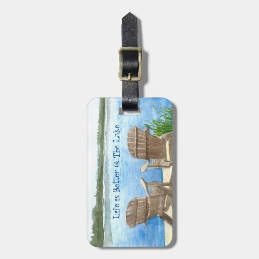 Het leven is beter in het meer van de persoonlijke bagagelabel (Voorkant verticaal)