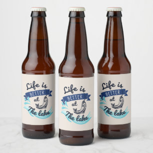 Het leven is beter in het meer van Funny Bier Etiket