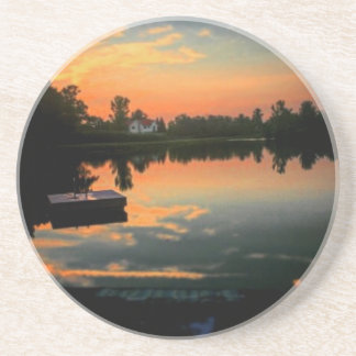 Het leven is beter in het meer zandsteen onderzetter