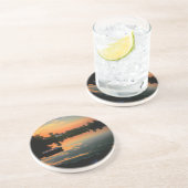 Het leven is beter in het meer zandsteen onderzetter (Zijkant)