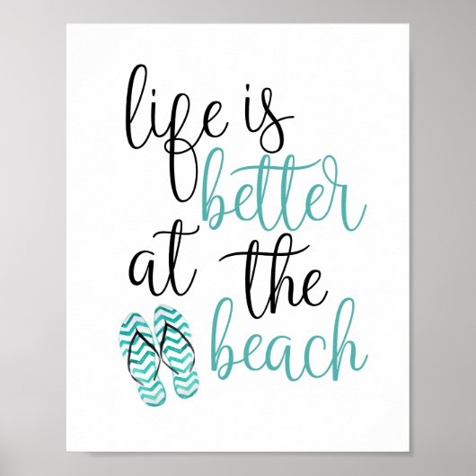 Het leven is beter in het Poster van de strand Tee (Voorkant)