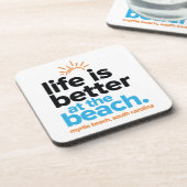Het leven is beter in het strand. bier onderzetter (Linkerzijde)