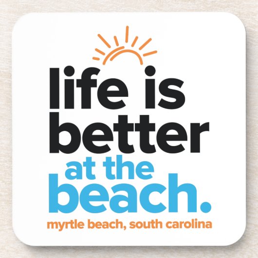 Het leven is beter in het strand. bier onderzetter (Voorkant)