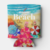 Het leven is beter in het strand blikjeskoeler (Achterkant)