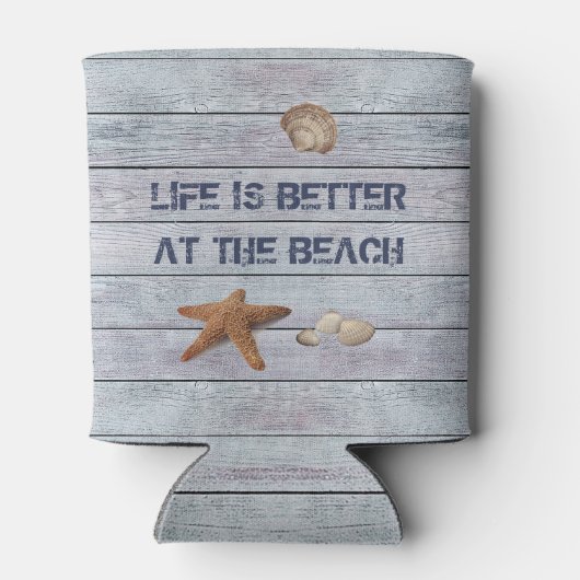Het leven is beter in het strand blikjeskoeler (Achterkant)