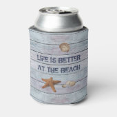 Het leven is beter in het strand blikjeskoeler (Blikje Achterkant)