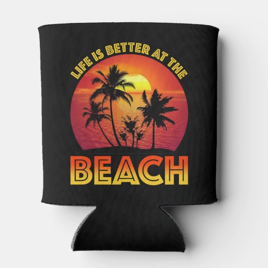 Het leven is beter in het strand blikjeskoeler (Achterkant)