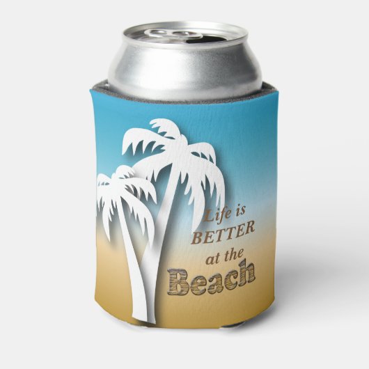 Het leven is beter in het strand blikjeskoeler (Blikje Achterkant)