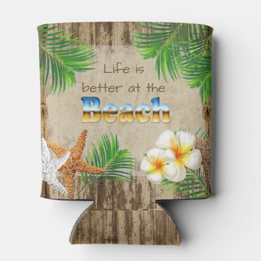 Het leven is beter in het strand blikjeskoeler (Achterkant)