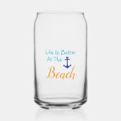 Het leven is beter in het strand blikvorm glas (Voorkant)