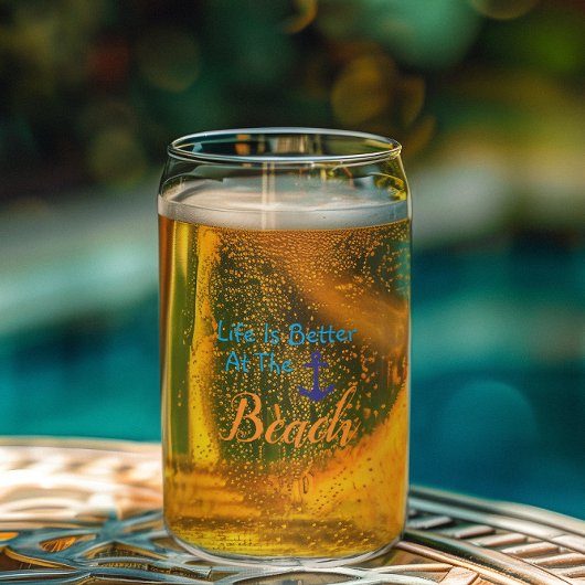 Het leven is beter in het strand blikvorm glas