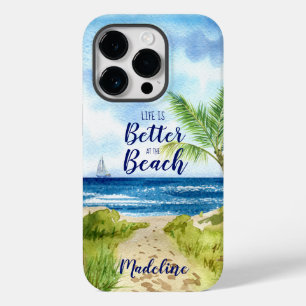 Het leven is beter in het strand Case-Mate iPhone 14 pro hoesje