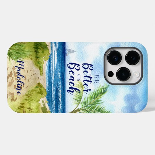 Het leven is beter in het strand Case-Mate iPhone case (Achterkant (horizontaal))