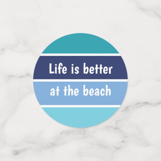Het leven is beter in het strand confetti (Kleine achterkant)