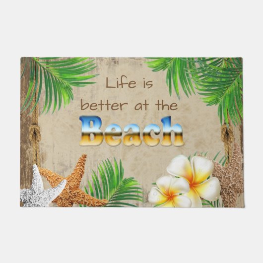 Het leven is beter in het strand deurmat (Voorkant)
