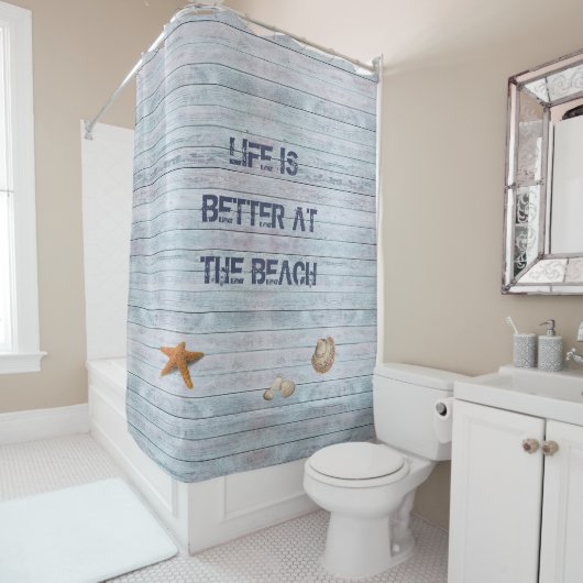 Het leven is beter in het strand douchegordijn (In situ)