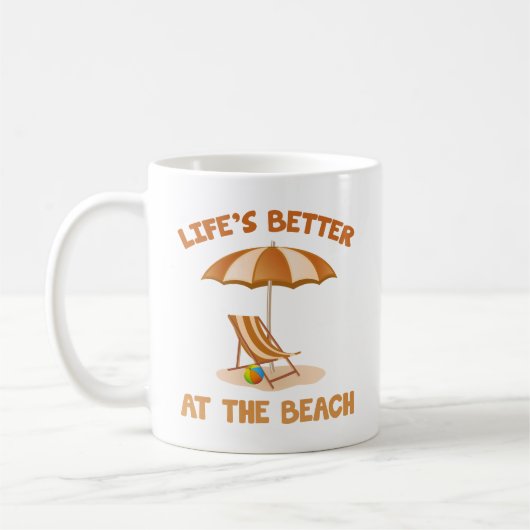 Het leven is beter in het strand koffiemok (Links)