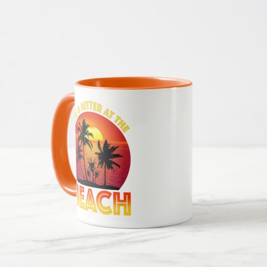 Het leven is beter in het strand mok (Voorkant links)