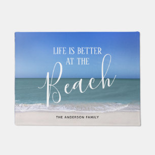 Het leven is beter in het strand   Mooie foto Deurmat
