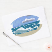 Het leven is beter in het strand ovale sticker (Envelop)
