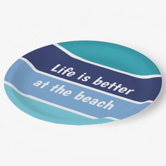 Het leven is beter in het strand papieren bordje (Gekanteld)