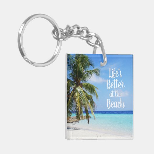 Het leven is beter in het strand sleutelhanger (Voorkant Links)