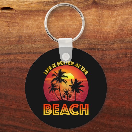Het leven is beter in het strand sleutelhanger (Achterkant)