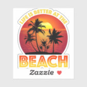 Het leven is beter in het strand sticker (Vel)