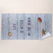 Het leven is beter in het strand strandlaken (Voorkant)