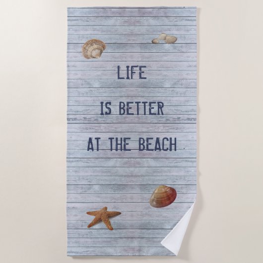 Het leven is beter in het strand strandlaken (Voorkant)