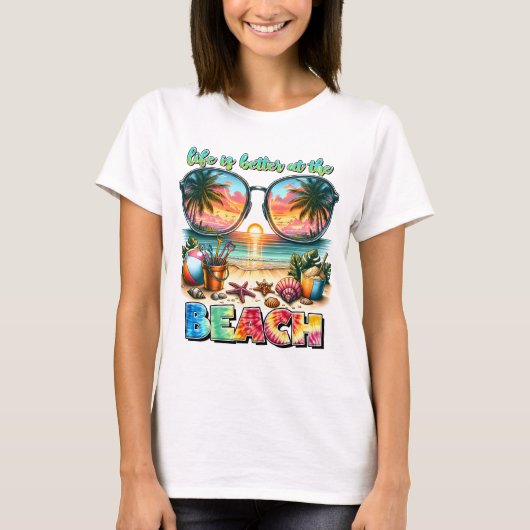 Het leven is beter in het strand t-shirt (Voorkant)