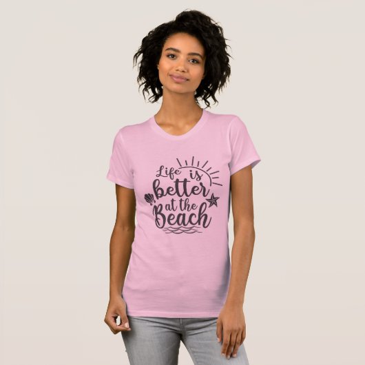 Het leven is beter in het strand t-shirt (Voorkant volledig)