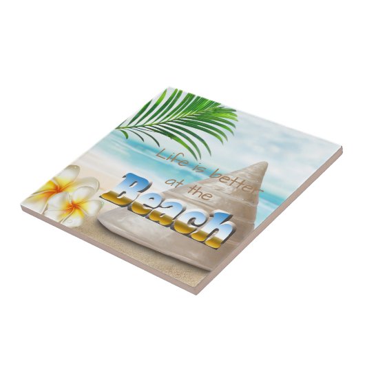 Het leven is beter in het strand tegeltje (Zijkant)