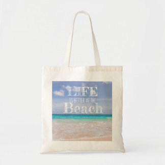 Het leven is beter in het strand tote bag