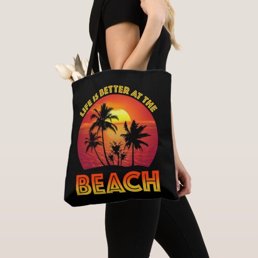 Het leven is beter in het strand tote bag (Dichtbij)