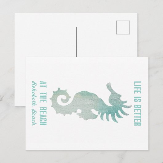 Het leven is beter in het strand van Beach Briefkaart (Voorkant / Achterkant)