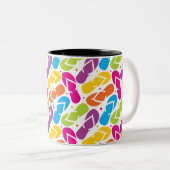 Het leven is beter in het Teenslipper Patroon Tweekleurige Koffiemok (Voorkant rechts)