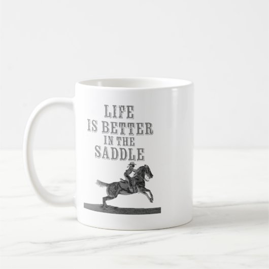 Het leven is beter in het zadel koffiemok (Links)
