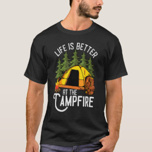 Het leven is beter in kampvuur als kamperen t-shirt