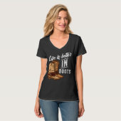 Het leven is beter in laarzentdansers t-shirt (Voorkant volledig)