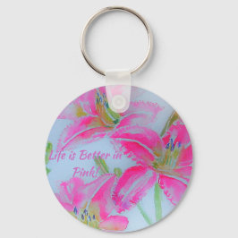 Het leven is beter in roze  meisjes Gift Key Ring Sleutelhanger