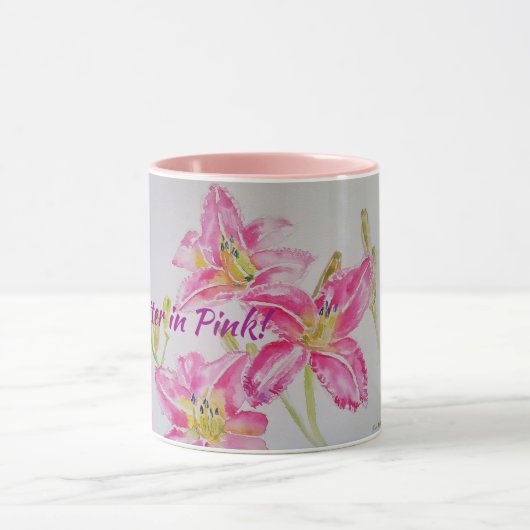 Het leven is beter in roze Mok Lily Flower (Midden)