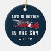 Het leven is beter in Skies Pilot Kerstgag Keramisch Ornament (Voorkant)