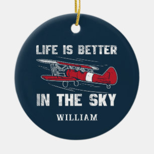 Het leven is beter in Skies Pilot Kerstgag Keramisch Ornament